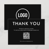 黒シンプル白サンキューカード サンキューカード (正面/裏面)