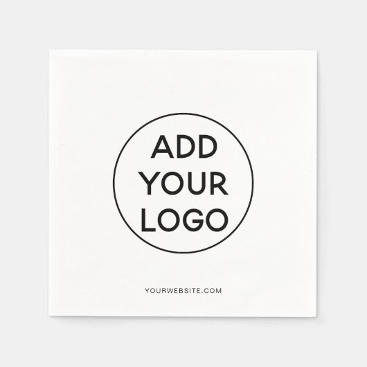 黒シンプル白トレンディーのプロモーションロゴ スタンダードカクテルナプキン (正面)