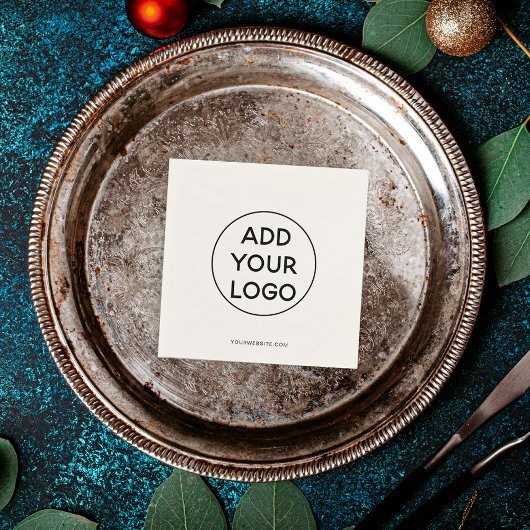 黒シンプル白トレンディーのプロモーションロゴ スタンダードカクテルナプキン