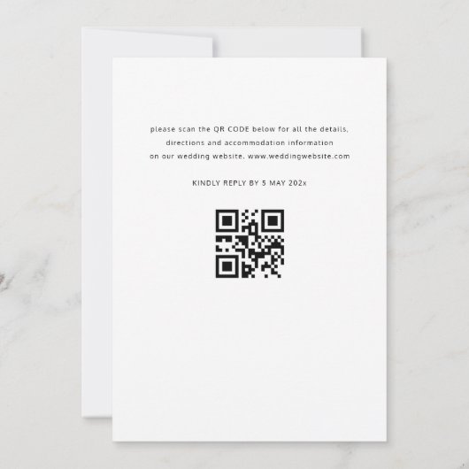 黒シンプル白フォーマル結婚式招待状 招待状 (裏面)