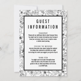 黒シンプル白フローラゲスト情報の挿入 招待状