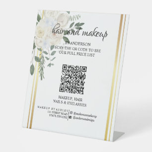 黒シンプル白メイクアップデジタルQR価格 台座サイン