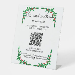 黒シンプル白メイクアップデジタルQR価格Pede 台座サイン