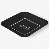 黒シンプル白モノグラムモダンミニマル主義者 ペーパープレート (傾斜あり)