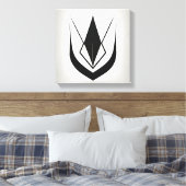 黒シンプル白ラインアート,様式化 キャンバスプリント (インサイチュ (寝室))