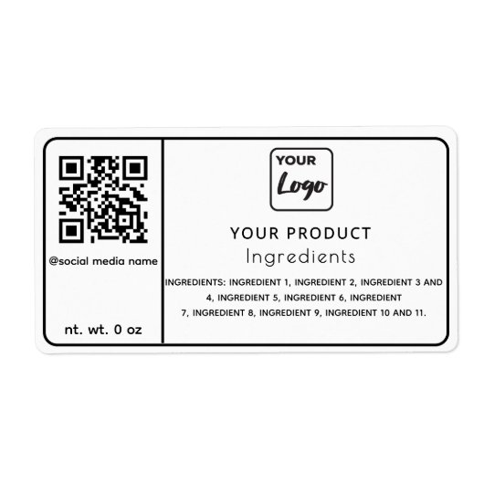 黒シンプル白ロゴの成分ラベル ラベル (正面)