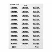 黒シンプル白差出人住所 ラベル (フルシート)