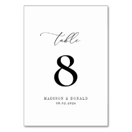 黒シンプル白結婚表番号 テーブルナンバー