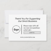 黒シンプル色と白のサンキューカード サンキューカード (裏面)