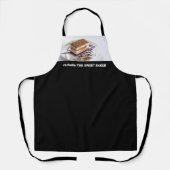 黒シンプル色のカスタム写真と名前 エプロン (正面)