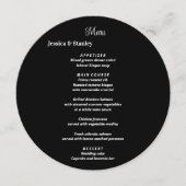 黒シンプル色のメニュ結婚ー・カード メニュー (正面)