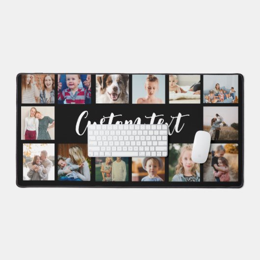 黒シンプル色カスタム文字写真格子 デスクマット (キーボード&マウス)