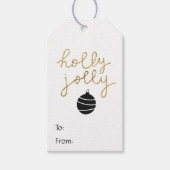 黒シンプル金ゴールドホリーすてきクリスマス ギフトタグ (正面)