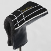 黒シンプル金ゴールドミニマル名前をカスタムする ゴルフヘッドカバー (3/4 正面)