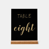 黒シンプル金ゴールドモダン可愛いテーブル番号 アクリルサイン (正面)