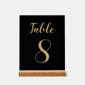 黒シンプル金ゴールドモダン可愛いテーブル番号 アクリルサイン (正面)