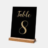 黒シンプル金ゴールドモダン可愛いテーブル番号 アクリルサイン (傾斜)