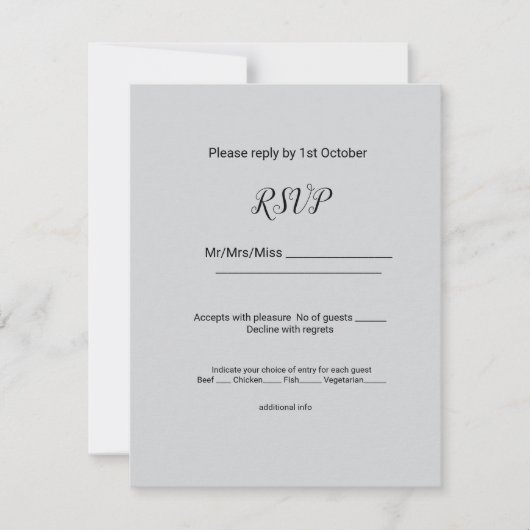 黒シンプルw名前の追加文字編集可能 出欠カード (正面)