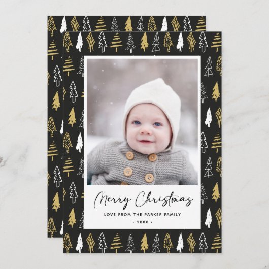 黒シームレモダンス金ゴールドホワイトフォレストパイン シーズンカード (正面/裏面)