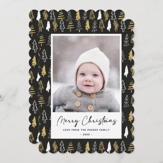 黒シームレモダンス金ゴールドホワイトフォレストパイン シーズンカード (正面/裏面)