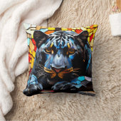 黒ジャグアモザイクのステンドグラス クッション (ブランケット)