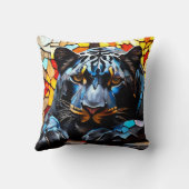 黒ジャグアモザイクのステンドグラス クッション (裏面)