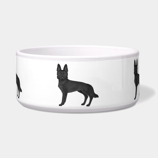 黒ジャーマンシェパード かわいいキャラクター犬 ボウル (正面)