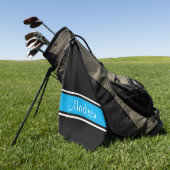 黒スカイブルーストライプスクリプト名 ゴルフタオル (グリーン)