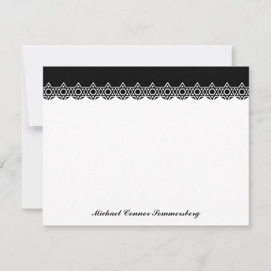 黒スカラップで仕上げられたダビデの星は感謝していしています サンキューカード (正面)