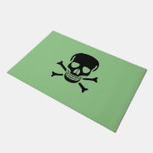 黒スカルの緑の大きな書式 ドアマット (アングル)