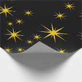 黒スキーと鮮やかな黄色の星 ラッピングペーパー (角)