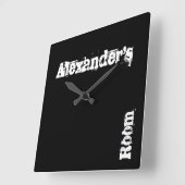 黒スクラッチパーソナライズされたウォールクロック(任意の名前) スクエア壁時計 (傾斜)