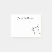 黒スケッチの可愛い猫がポストノートを見る ポストイット (正面)