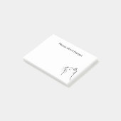 黒スケッチの可愛い猫がポストノートを見る ポストイット (アングル)