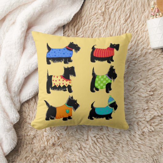 黒スコッツティテリアドッグズイエロー装飾品 クッション (ブランケット)