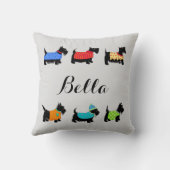 黒スコットドッグ名パーソナライズされた飾 クッション (裏面)