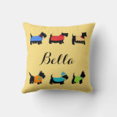 黒スコットドッグ名パーソナライズされた飾 クッション (裏面)