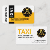 黒スタイリッシュいタブ黄色のタクシーの色 名刺 (正面/裏面)