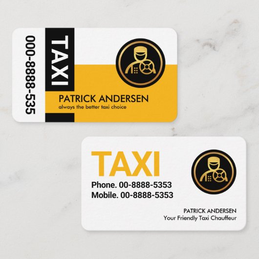 黒スタイリッシュいタブ黄色のタクシーの色 名刺 (正面/裏面)