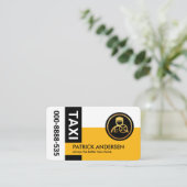 黒スタイリッシュいタブ黄色のタクシーの色 名刺 (スタンド正面)