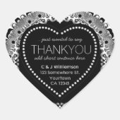 黒スタイリッシュいレースのよう感謝ハートシール ハートシール (正面)