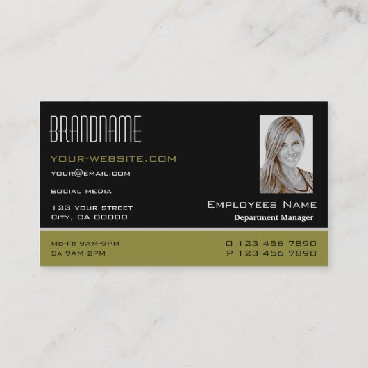 黒スタイリッシュとオリーブとフォトプロフェッショナル 名刺 (裏面)