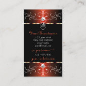 黒スタイリッシュとオレンジのオーナメント華美イニシャル 名刺 (裏面)