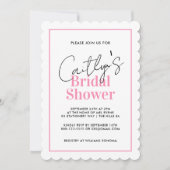 黒スタイリッシュとピンクのスクリプトスポットブライダルシャワー 招待状 (正面)