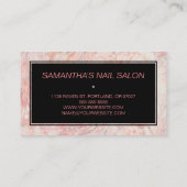 黒スタイリッシュとピンクの大理石フェミニン 名刺 (裏面)