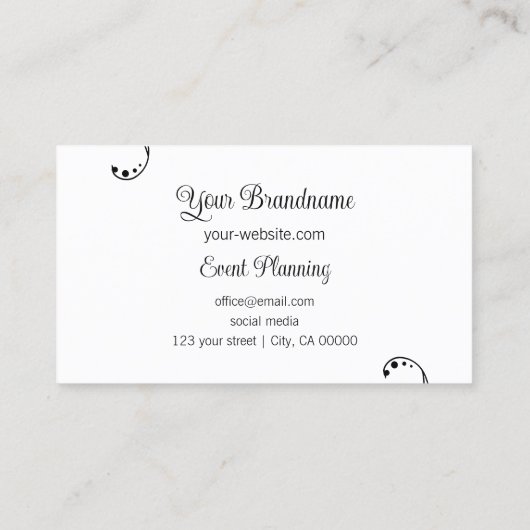 黒スタイリッシュと白と華美ポートレート写真 名刺 (裏面)