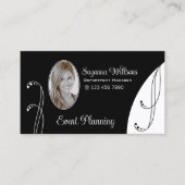 黒スタイリッシュと白と華美ポートレート写真 名刺 (正面)