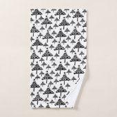 黒スタイリッシュと白のクリスマスツリーパターン バスタオルセット (ハンドタオル)