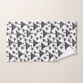 黒スタイリッシュと白のクリスマスツリーパターン バスタオルセット (ハンドタオル)