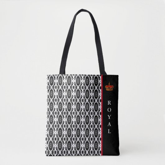 黒スタイリッシュと白のシックな楕円形の幾何学的な形状 トートバッグ (正面)